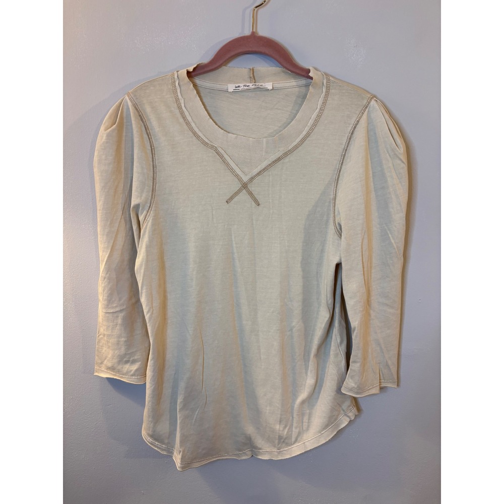 We The Free People Beige Cotton 3/4 Sleeve T Shirt M - Picture 1 of 6